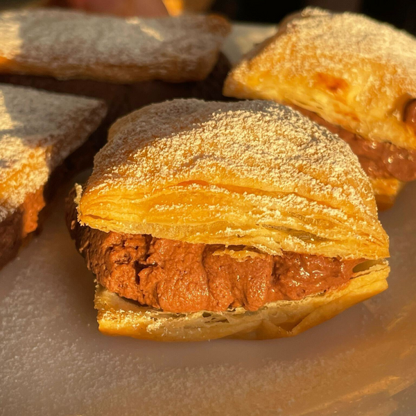 PUFF PASTRY SANDWICHES WITH CREMATTA CHOCOLATE & COFFEE MOUSSE
